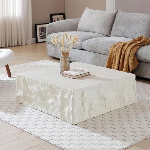 Vista 32 de WILLIAMSPACE Mesa auxiliar redonda de 15.75" con patrón de piedra de cemento para sala de estar, mesa auxiliar moderna circular de fibra de vidrio