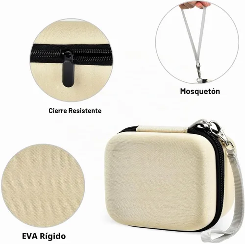 Vista 4 de Funda para afeitadora de calavera eléctrica Pitbull Pro, rotativa de viaje duro para hombres, recortadora de barba con bolsillo de malla con Beige