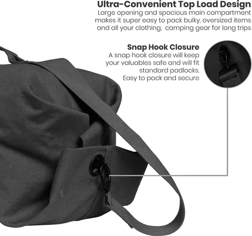 Vista 3 de WHITEDUCK Bolsa de lona plegable de carga superior, resistente al agua, estilo militar, para hombres y mujeres, gimnasio, deportes, viajes