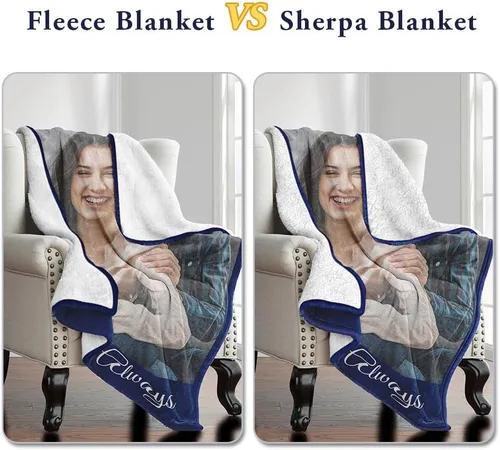 Vista 7 de Manta de Forro Polar Sherpa con Foto Personalizada - Suave, Cálida, Esponjosa - Regalos Personalizados para Parejas, Novio, Novia - Manta con Imagen