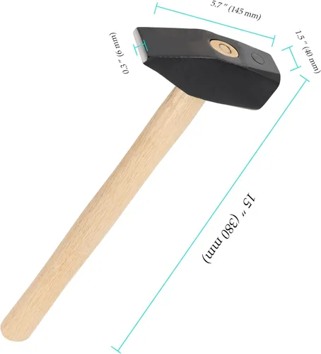 Vista 2 de Martillo de cruz de 3 libras, martillo de herrero de 3 libras con mango de madera para metalurgia, maquinistas e ingenieros