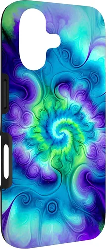 Vista 3 de Tie Dye Colorido Azul Cian Púrpura Verde Diseño Caso para iPhone 17