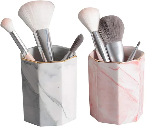 Vista 4 de Soporte de cerámica para lápices, organizador de escritorio, soporte para brochas de maquillaje, regalo ideal para suministros de oficina, escuela