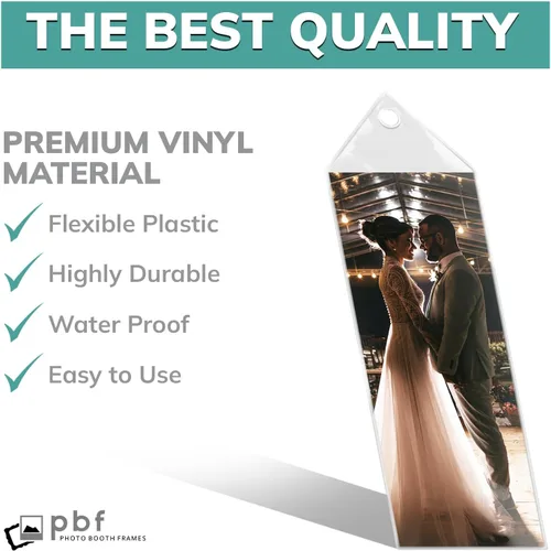 Vista 4 de pbf PHOTO BOOTH FRAMES Fundas de vinilo para marcapáginas de fotos de 2 x 6 pulgadas, soporte para tiras de fotos, marcadores personalizados