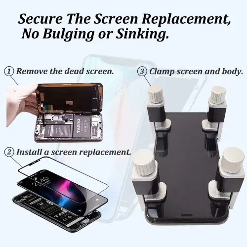 Vista 2 de Abrazadera de reparación de teléfono, 4 piezas para reparación de pantalla, sujeción ajustable, soporte de clip para iPhone, herramienta