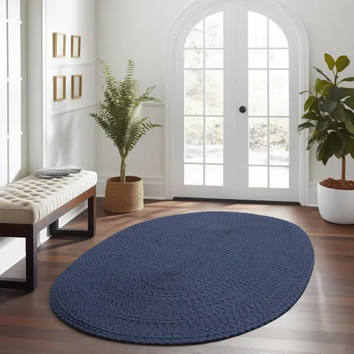 Vista 37 de Super Area Rugs Alfombra trenzada gris pequeña para puerta – Tejido lavable para fregadero de cocina, tapete gris sólido, ovalado, 20 x 30 pulgadas