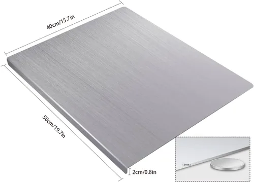 Vista 2 de Tabla de cortar extra grande de acero inoxidable, tabla de hornear, tabla de cortar pesada para cocina, tabla de pastelería para carne, verduras