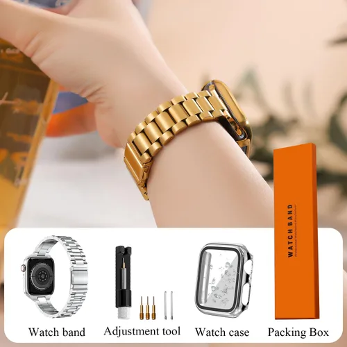 Vista 6 de Correa para Apple Watch de 1.496 pulgadas, 1.575 pulgadas, 1.614 pulgadas, 1.654 pulgadas, 1.732 pulgadas, 1.772 pulgadas, con cubierta facial
