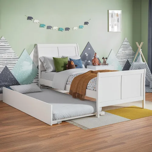 Vista 12 de AFI, Portland - Cama de plataforma matrimonial con estribo a juego con cama nido individual, color espresso