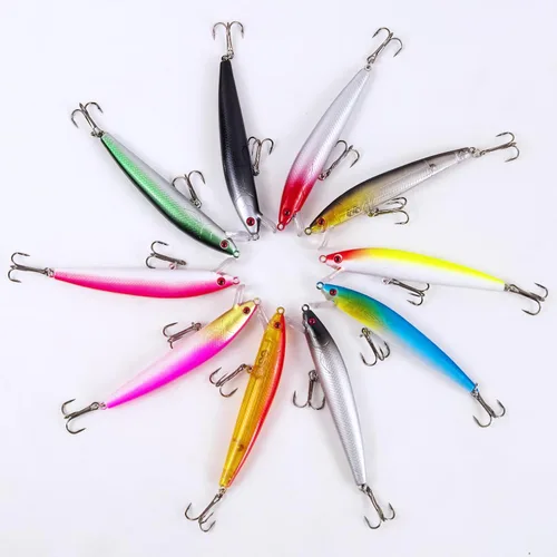 Vista 8 de Señuelos de pesca, señuelo grande y duro Minnow VIB con gancho de agudos Life-Like Swimbait Fishing Bait Popper Crankbait Vibe Sinking Señuelo