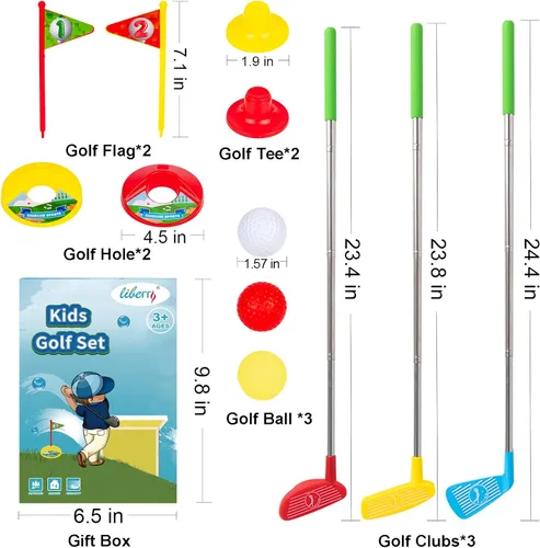 Vista 4 de Liberry Juego de golf para niños pequeños, palos de golf retráctiles para niños de 3, 4, 5, juegos deportivos para interiores y exteriores, regalo