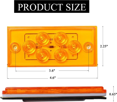 Vista 3 de 6 luces LED ámbar para cabina compatibles con camiones pesados Freightliner Volvo Luces marcadoras de liquidación para techo impermeables