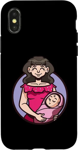 Vista 5 de iPhone XR dibujos animados madre sosteniendo bebé ilustración para niños caso