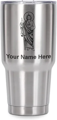 Vista 40 de LaserGram Vaso aislado al vacío de 20 onzas, Saint Jude, grabado personalizado incluido (negro)