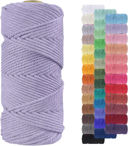 Vista 18 de Cordón de macramé de 0.079 pulgadas, cuerda de algodón natural de 109 yardas, hilo de cuerda de macramé para manualidades, ganchos de pared