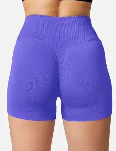 Vista 4 de YEOREO Pantalones cortos de entrenamiento sin costuras para mujer, cintura alta, levantamiento de glúteos, pantalones cortos de yoga para gimnasio