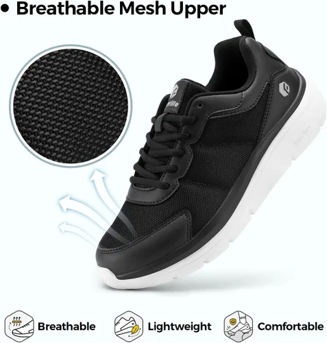 Vista 3 de FitVille Zapatos de caminar para hombre, de ancho ancho, con amortiguación máxima, ligeros, zapatos casuales para alivio de la fascitis plantar