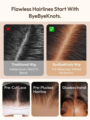 Vista 8 de Nadula Peluca de cabello humano lacio en capas con cordón corto de cereza negra y morada, con flequillo delgado, nudos de despedida de soltera