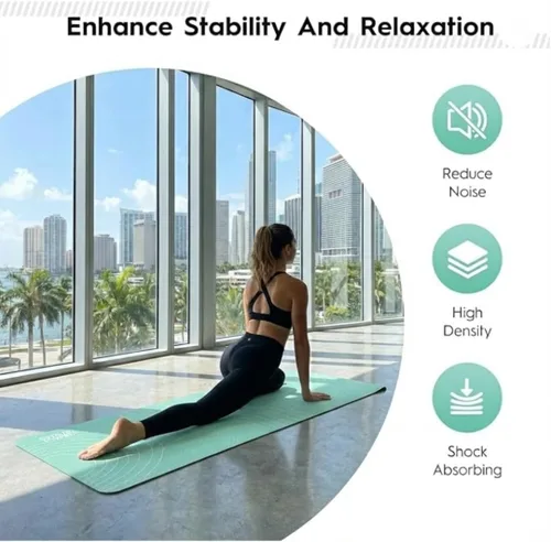Vista 2 de Tapete de yoga TPE (2.835 x 0.945 x 0.197 in) – Tapete de entrenamiento antideslizante de color crucero con líneas de alineación para mujeres