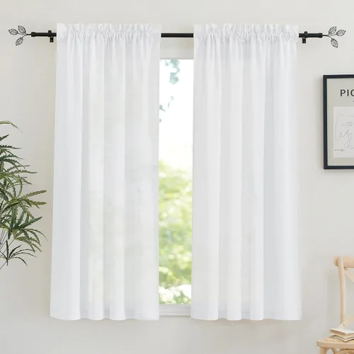 Vista 122 de RYB HOME - Cortinas de lino texturizado semitranslúcidas, privacidad media, filtro de luz, decoración de ventana para dormitorio/baño/sala de estar