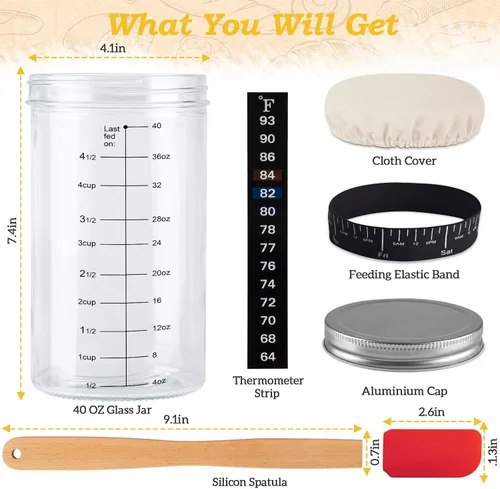 Vista 7 de Kit de iniciación de masa madre de 40 oz/40.6 fl oz, suministros para hornear pan de masa agria