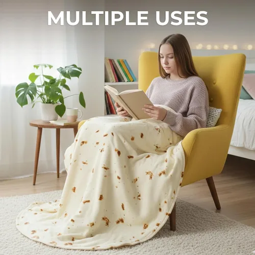 Vista 8 de Zulay - Manta extra grande de tortilla de burritos, envuélvete como un taco gigante. Manta novedosa de doble cara, divertida y ultra acogedora