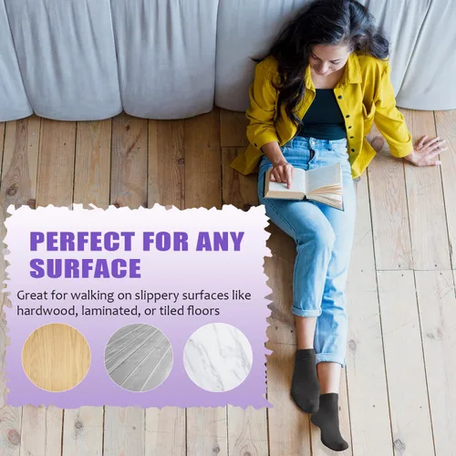 Vista 4 de yeuG Calcetines de pilates antideslizantes con agarre para mujer, calcetines de agarre para yoga, ballet, entrenamiento descalzo, calcetines