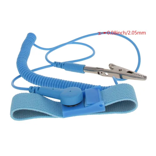 Vista 4 de Othmro Correa de muñeca ESD antiestática inalámbrica PV18, pulsera antiestática inalámbrica, correa de muñeca tejida flexible, banda de descarga