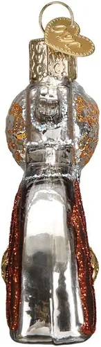 Vista 4 de Old World Christmas Western Revolver - Adorno de cristal soplado para árbol de Navidad, decoración navideña hecha a mano, colección occidental
