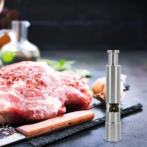 Vista 7 de 304 Stainless Steel Pepper Mill Grinder Manual Spice Bottle Handheld Pepper Grinding Tool for Kitchen Cooking with Black Pepper and Sea Salt for