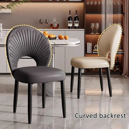 Vista 3 de JKGHK Dining Chairs, Leather Kitchen Chairs, Upholstered Armless Dining Room Chair, Accent Living Room Side Chair with High Backrest, for Cafe Black