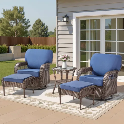 Vista 53 de Sofá de mimbre para patio al aire libre de 75 pulgadas, sofá de ratán para todo tipo de clima, sofá de respaldo alto con asiento profundo y funda