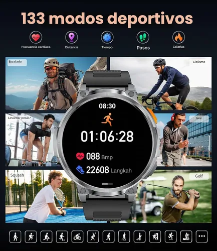Vista 6 de LIGE Reloj inteligente con marca/respuesta de llamada, pantalla HD de 1.85 pulgadas, relojes inteligentes con batería de 730 mAh, linterna, 120