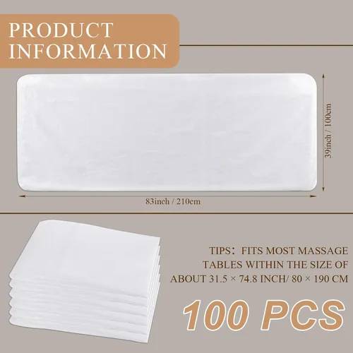 Vista 2 de VitalCozy 100 sábanas desechables ajustables para mesa de masaje de 39 x 83 pulgadas, gigantes, resistentes, elásticas, desechables, sábanas de cama