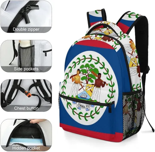 Vista 5 de Banderas de viaje para laptop con la bandera de Belice, unisex, a la moda, para la universidad