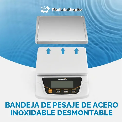 Vista 4 de Bonvoisin Báscula Digital con Precisión de 0.1 Gramo, Escala de Laboratorio Científica Digital de 6000g para Laboratorio, Pesaje de Joyería