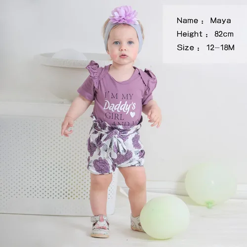Vista 2 de Renotemy Ropa de bebé recién nacido, conjunto de pantalones cortos, ropa de verano para bebé niña