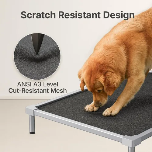 Vista 2 de Camas elevadas para perros a prueba de mordidas, tamaño mediano y grande, suministros de aleación de aluminio para perros, cuna elevada para enfriar