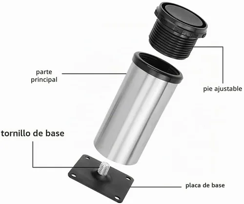 Vista 3 de Patas de acero inoxidable para muebles, patas ajustables de metal para escritorio, mesa de oficina para el hogar, proyectos de bricolaje, soporte