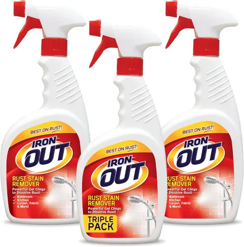 Vista 8 de Iron OUT Gel en aerosol removedor de manchas de óxido, elimina las manchas de óxido en baños, cocinas, lavandería y exteriores, fabricado