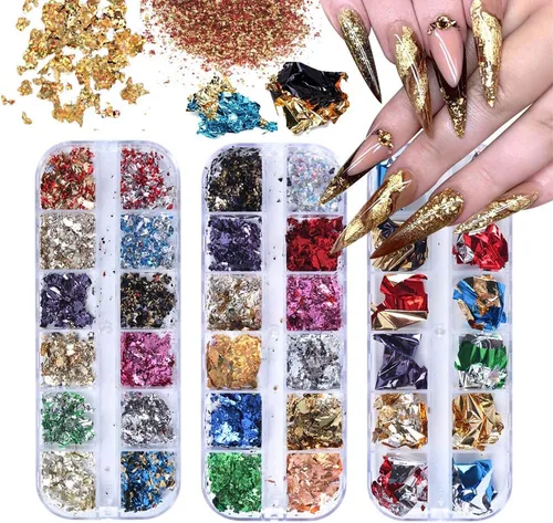 Vista 9 de EBANKU Star Glitter Confetti, 24 cajas de lentejuelas holográficas 3D láser arte de uñas escamas coloridas uñas purpurina manicura calcomanías