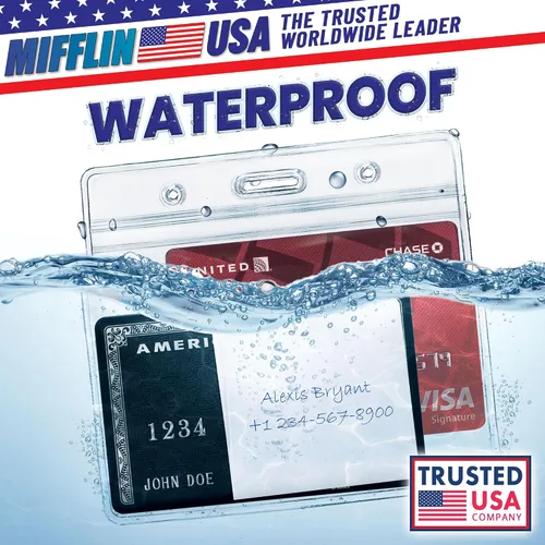 Vista 2 de Protector de tarjeta de Estados Unidos (transparente, 4 x 3 pulgadas, paquete de 50), resistente al agua y resellable horizontal de plástico
