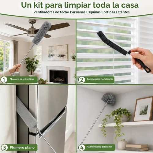Vista 6 de Plumero de 10 piezas con poste de extensión, plumero para techo alto