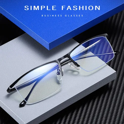 Vista 2 de Gafas de lectura fotocromáticas, gafas de lectura de tendencia, para hombres y mujeres, medio marco, para negocios, oficina, hombres