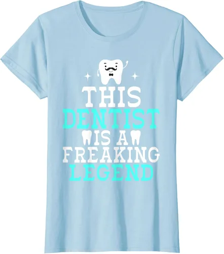 Vista 3 de Camiseta con texto en inglés «This Dentist is a freaking Legend Dentist», Negro