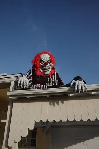Vista 6 de California Costumes, Towering Terror Clown, talla única para hombre, negroblancorojo