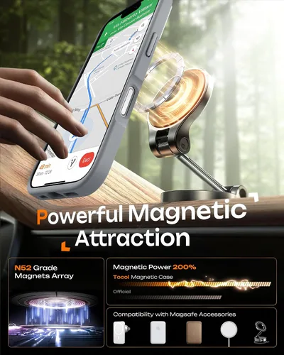 Vista 748 de TOCOL Funda para iPhone 11, compatible con Magsafe, protección completa de cámara, imanes integrados, protección contra caídas, funda translúcida