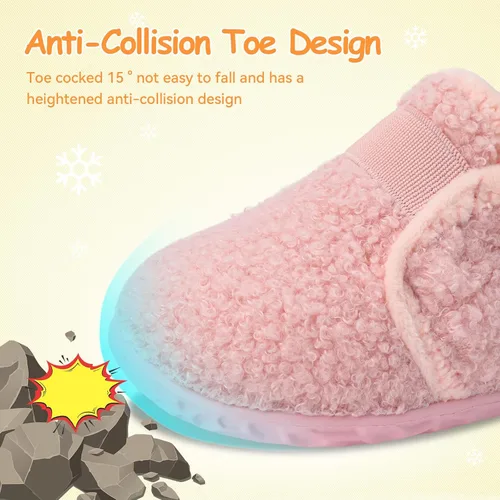 Vista 4 de JOINFREE Pantuflas de casa para bebés, niños y niñas, calcetines de casa para niños, zapatos cálidos para caminar para niños pequeños al aire libre