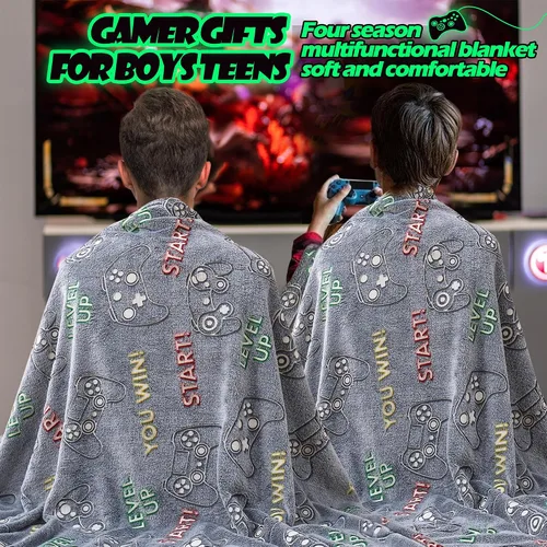 Vista 5 de Cloele Manta de juegos que brilla en la oscuridad, regalo de controlador de juegos, juguetes para niños y niños, decoración de habitación