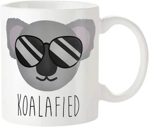 Vista 2 de Fonhark - Taza Koalafied - Calificado Koala Bear Pun Cute Animal Gafas de sol Divertidos Animales Amantes del Café, Taza de Café Novedad de 11 Oz